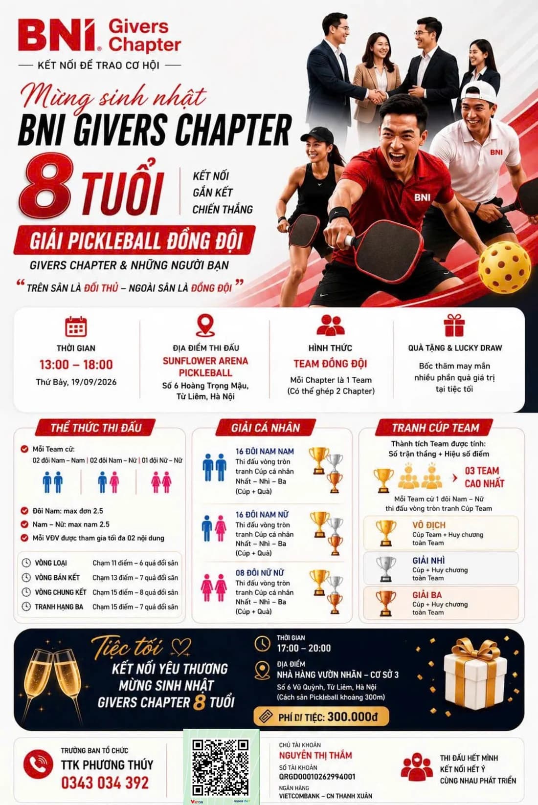 Poster Thông tin giải đấu — Giải Pickleball Givers Open Cup 2026